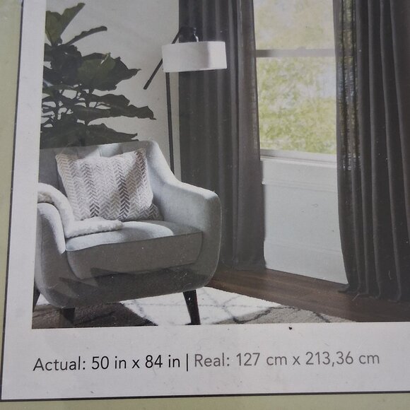 Allen+Roth Set of 2 Solid Gray Light Filtering Curtain Panels 50"x84" - Picture 5 of 11